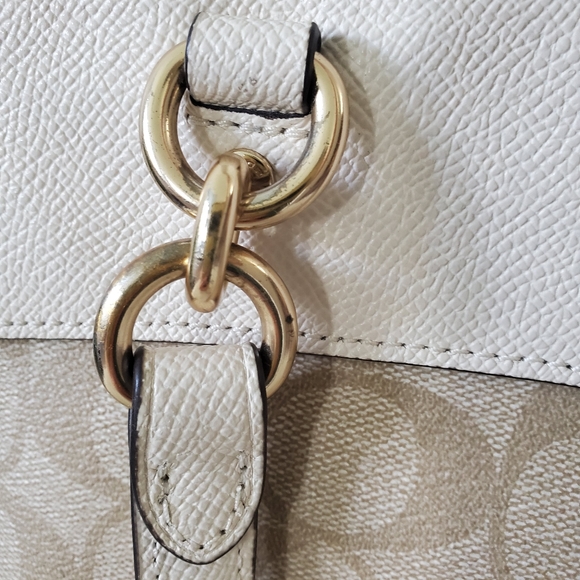 Coach Beige Leather Signature Purse Bag satchel Crossbody - Picture 11 of 11